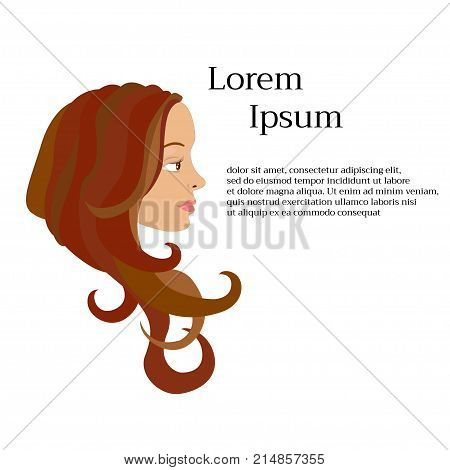 Vector woman with brown and curly hair