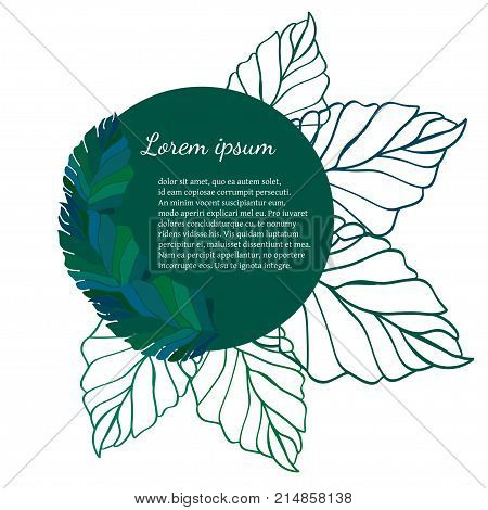 Vector autumn green leaves with place for text