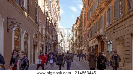 The Luxury Shopping Street Via Dei Condotti In Rome