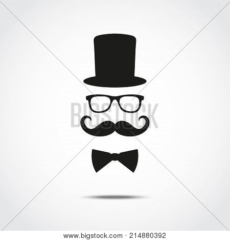 Stylized silhouette of gentleman isolated on white background. Vector illustration.