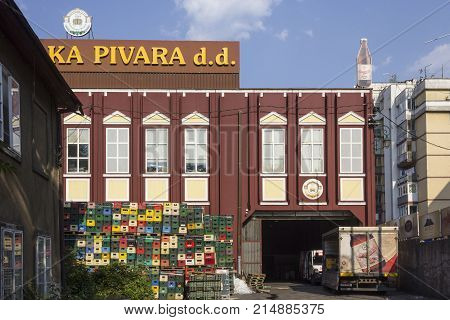 SARAJEVO, BOSNIA AND HERZEGOVINA - AUGUST 19 2017: Warehouse of the Sarajevo local beer company