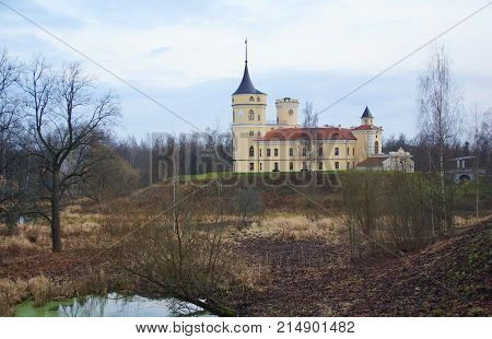 A gloomy November evening in Pavlovsk Mariental Park and the fortress Pavel's Big Toy