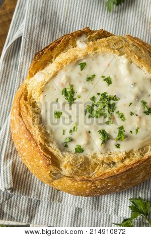 New England Clam Chowder In A Bread Bowl