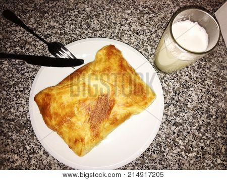 Traditional Georgian pie - khachapuri is a cake baked in the oven with cheese