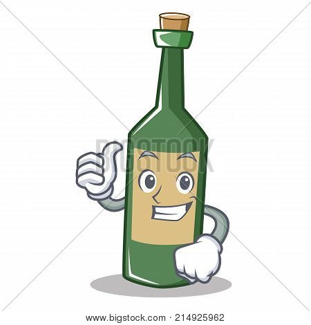 Thumbs up wine bottle character cartoon vector illustration