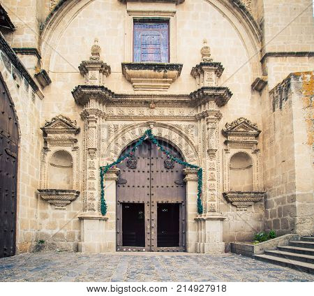 The cathedral on the main square in in Cajamarca Peru