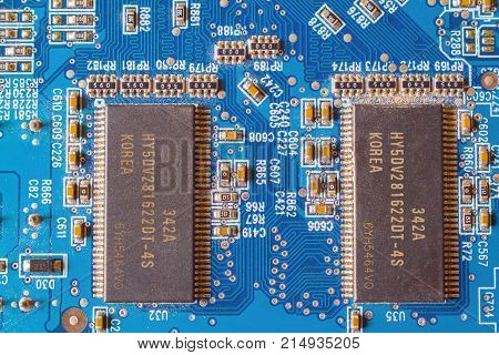 Circuitboard With Resistors, Microchips And Electronic Components