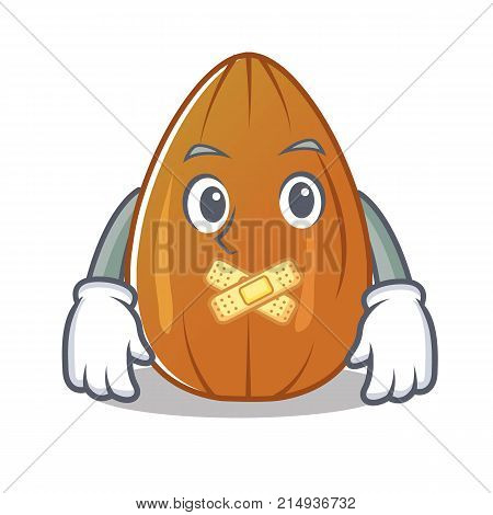 Silent almond nut character cartoon vector illustration