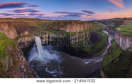 The Palouse Falls in Washington, USA at sunrise