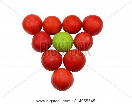 Many mature red tomatoes. Isolation white background with clipping path