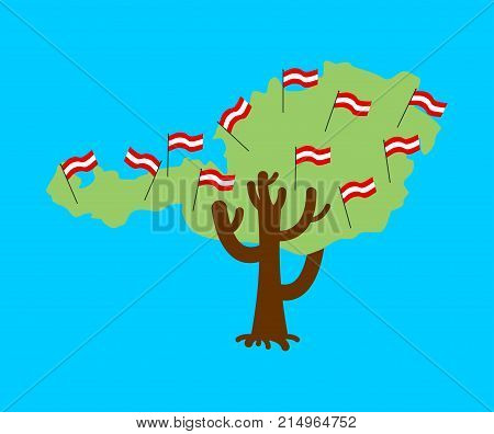 Patriotic Tree Austria Map. Austrian Flag. National Political Plant. Vector Illustration