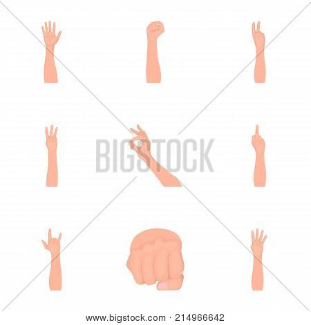 Significance of gestures cartoon icons in set collection for design.The tongue of deaf mutes vector symbol stock  illustration.