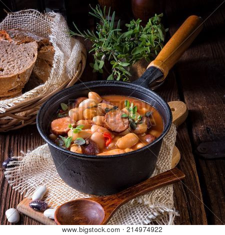 A Fresh And Tasty True Polish Baked Beans With Sausage