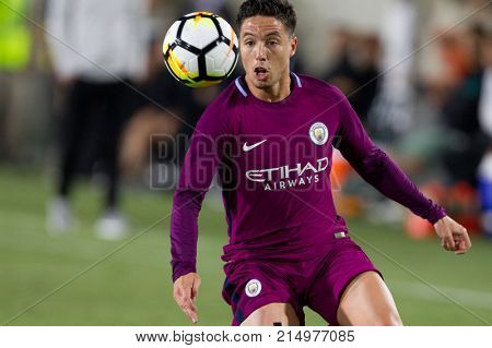 LOS ANGELES, CA - JULY 26: Samir Nasri during the 2017 International Champions Cup game between Manchester City and Real Madrid on July 26th 2017 at the Los Angeles Memorial Coliseum.