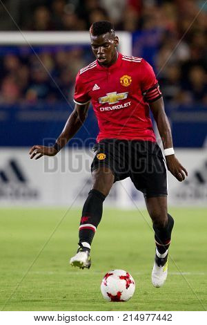 CARSON, CA - JULY 15: Paul Pogba during Manchester United's summer tour friendly against the L.A. Galaxy on July 15th 2017 at the StubHub Center.