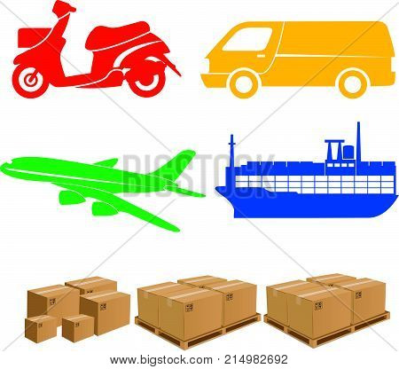 Logistic sign icon. Van, Motor cycle Transport sign.