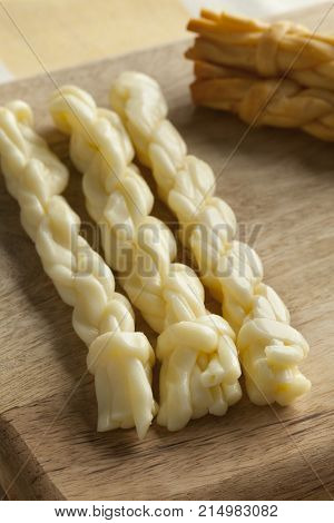 Traditional handmade Slovakian smoked and unsmoked  korbacik string Cheese  