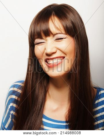 lifestyle and people concept: beautiful woman wearing casual clo