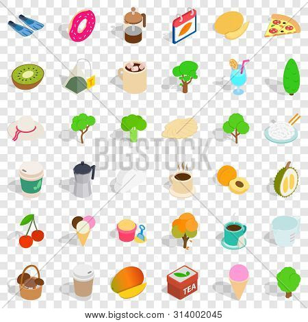 Hot Drink Icons Set. Isometric Style Of 36 Hot Drink Vector Icons For Web For Any Design