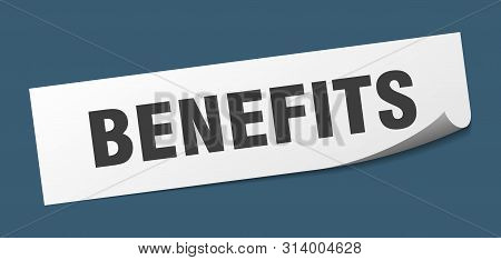 Benefits Sticker. Benefits Square Isolated Sign. Benefits