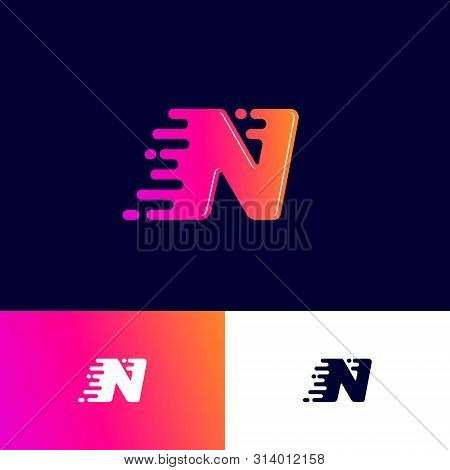 Movement Letter N With Speed Symbol On A Different Backgrounds. Dynamic Logo. Velocity Or Delivery I