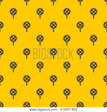 No Stopping And Parking Sign Pattern Seamless Vector Repeat Geometric Yellow For Any Design