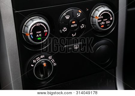 Novosibirsk, Russia - July 08, 2019: Suzuki Grand Vitara, Black Detail With The Air Conditioning But