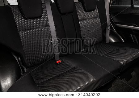 Novosibirsk, Russia - July 08, 2019: Suzuki Grand Vitara, Close-up Of The Black  Rear Seats With Sea