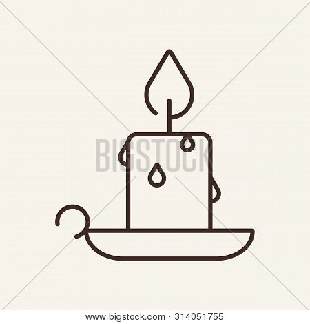 Burning Candle Vector Line Icon. Light, Halloween, Attribute. Vector Illustration Can Be Used For To