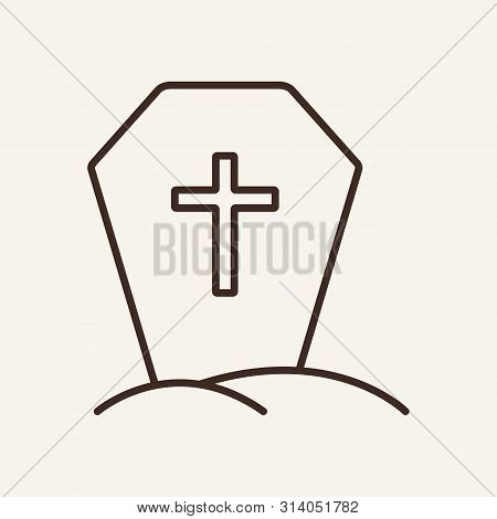 Grave Vector Line Icon. Graves, Halloween, Attribute. Holiday Concept. Vector Illustration Can Be Us