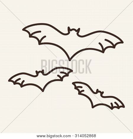 Bats Vector Line Icon. Animal, Halloween, Attribute. Holiday Concept. Vector Illustration Can Be Use