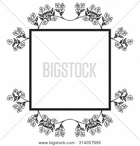 Beauty Of Black And White Bouqet Frame Isolated On White Background, Design Greeting Card And Invita