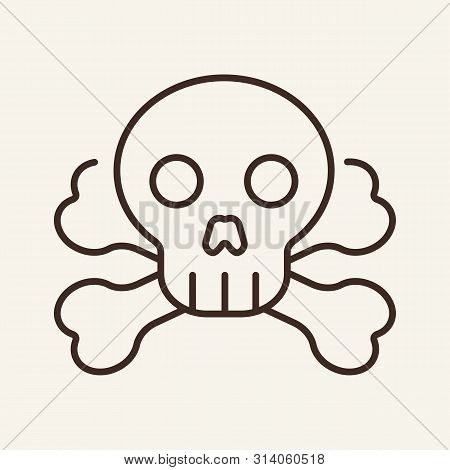 Skull And Bones Vector Line Icon. Body, Halloween, Attribute. Holiday Concept. Vector Illustration C