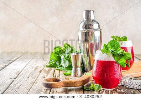 Summer Sweet Alcohol Beverage.  Traditional Scandinavian Cocktail With Vodka  Akevitt; Akvavit. Frui