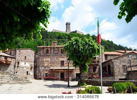 Ancient Square In The Medieval Town Of Radicofani, Tuscany, Italy