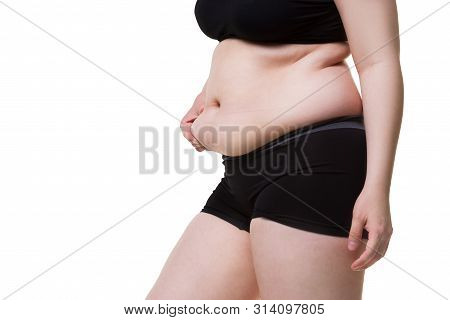 Tummy Tuck, Flabby Skin On A Fat Belly, Plastic Surgery Concept
