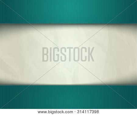 Vector Vintage Turquoise Background With Torn Old Paper. White And Torn Old Paper Vector Template.