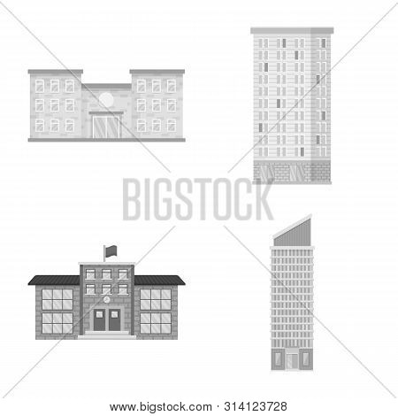 Vector Illustration Of Construction And City Sign. Collection Of Construction And Center Stock Vecto