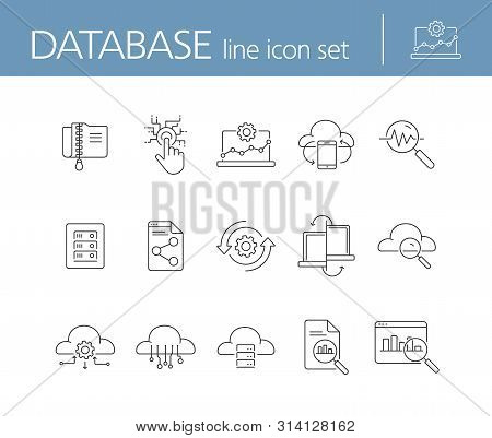 Database Line Icon Set. Software, Upload, Connection. Network Concept. Can Be Used For Topics Like T
