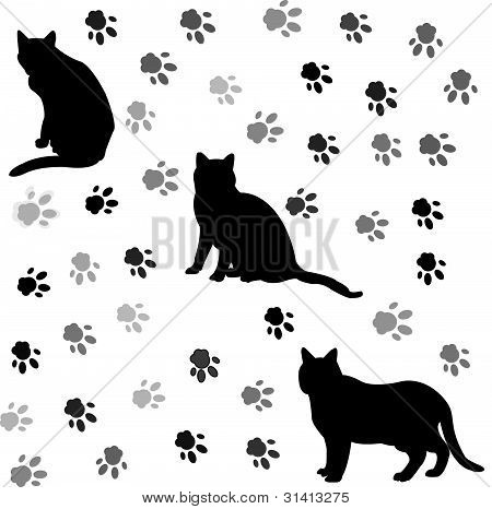 Hintergrund mit Katzen Silhouetten und Titel 2