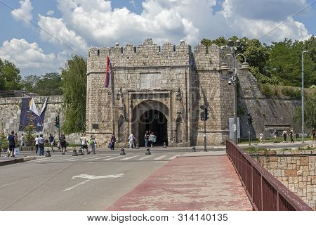 Nis, Serbia - June 15, 2019:  Outside View Of Stambol (istanbul) Gate At Fortress And  In City Of Ni