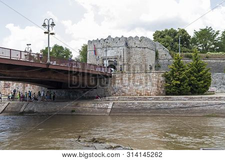 Nis, Serbia - June 15, 2019:  Outside View Of Stambol (istanbul) Gate At Fortress And  In City Of Ni