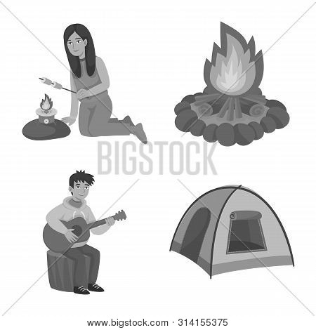 Vector Design Of Recreation And Tourism Sign. Set Of Recreation And Wildlife Stock Vector Illustrati