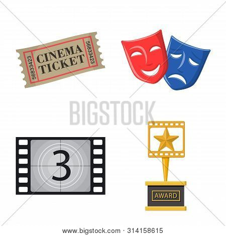Vector Design Of Cinema And Theater Icon. Set Of Cinema And Entertainment Stock Symbol For Web.