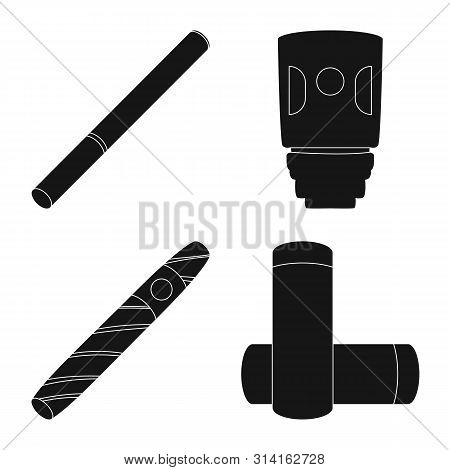 Vector Design Of E-cig And Trendy Logo. Set Of E-cig And Electronic Stock Vector Illustration.