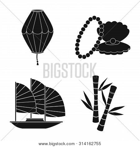 Isolated Object Of Eastern And Oriental Logo. Set Of Eastern And Tourism Stock Symbol For Web.