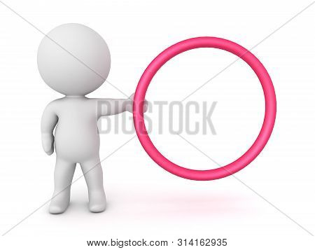 3D Character Holding Red Circle Hoop To The Right Side