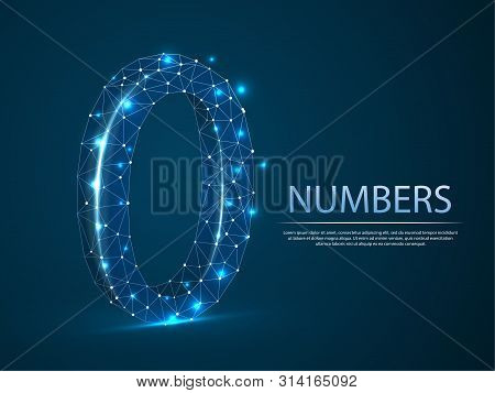 Number Zero Low Poly Abstract Illustration Consisting Of Points, Lines, And Shapes In The Form Of Pl