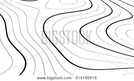 Topographic Map Wave. Horizontal Lines Stripes Pattern Or Background With Wavy Distortion Effect. Ar