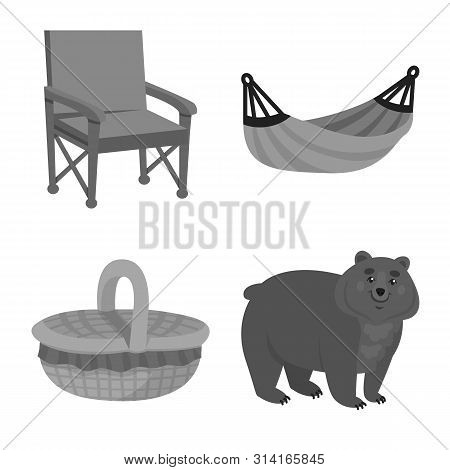 Vector Illustration Of Recreation And Tourism Icon. Set Of Recreation And Wildlife Vector Icon For S